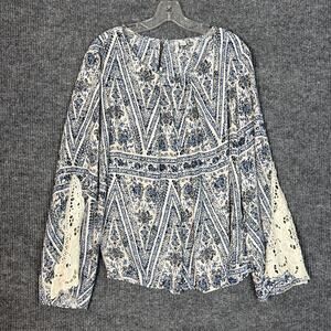 Cato Womens Floral Printed Blouse Top Size XL Bell Sleeve Bohemian Peasant